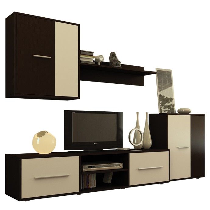 Seturi mobila living Mobila living moderna, Set living, Zeta, wenge/crem, pal