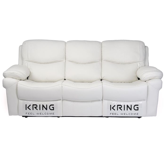 Canapea living, Recliner 3 trepte, Piele naturala, Alba