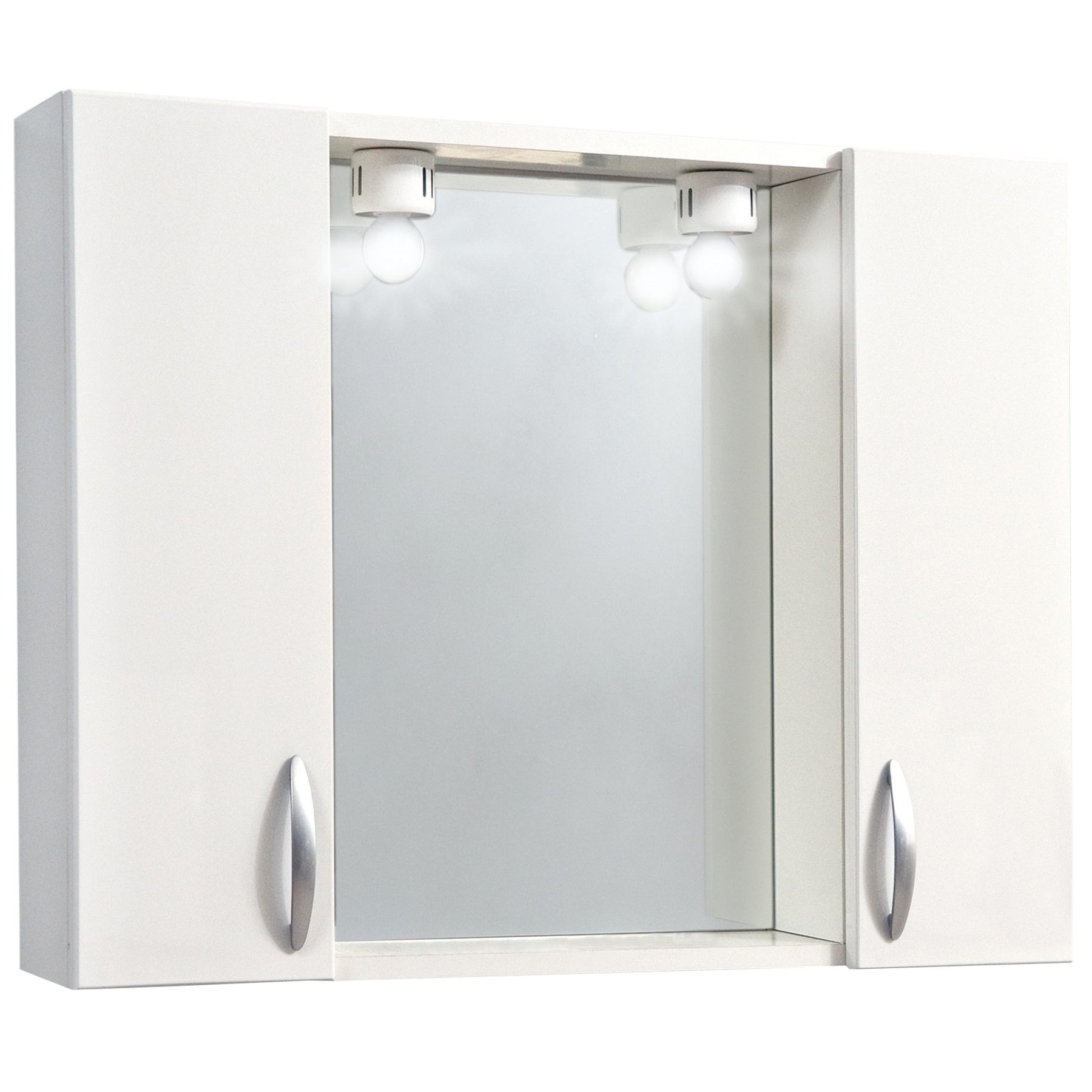 Dulap baie cu oglinda, doua usi iluminare led, Kring Basic Home, 77x57x16 cm