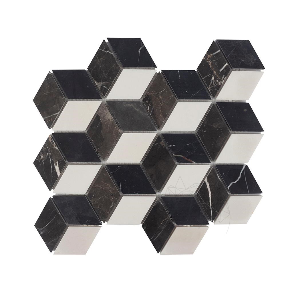 Mozaic Marmura Mix Cube Design Mata (Bianco Carrara, Cleopatra, Nero Marquina)