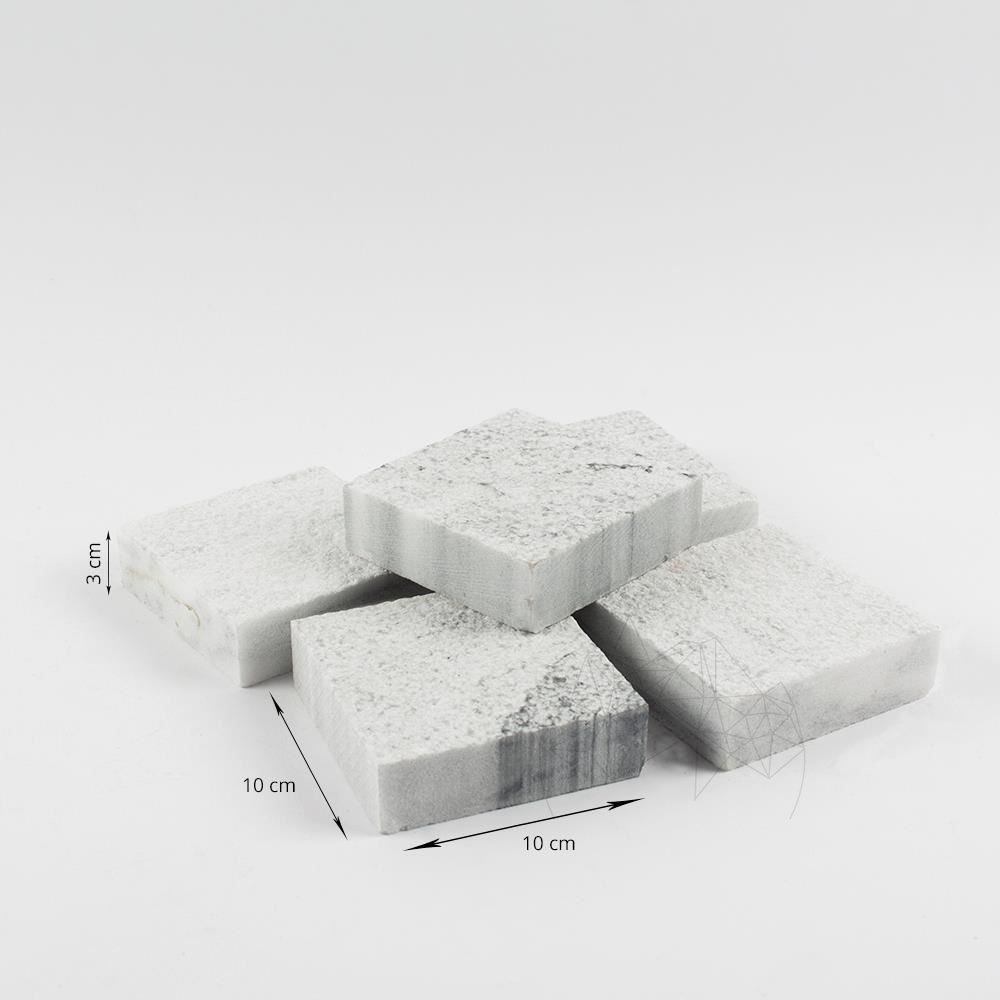 Piatra Cubica Marmura Kavala Buceardata 10 x 10 x 3cm