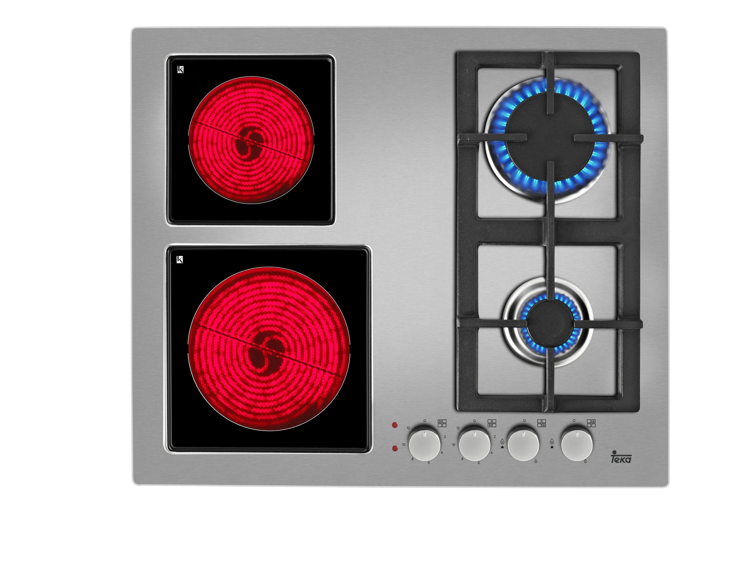 Plite incorporabile Plita mixta incorporabila Teka EFX 60 2G 2H AI AL CI 2 arzatoare gaz + 2 zone vitroceramice gratare fonta inox