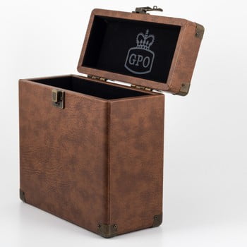 Suport pentru viniluri GPO Vinyl Case, maro