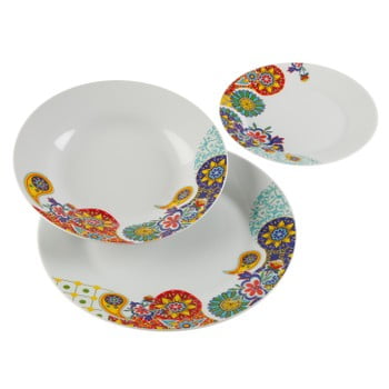 Set veselă 18 farfurii din porțelan Versa Giardino