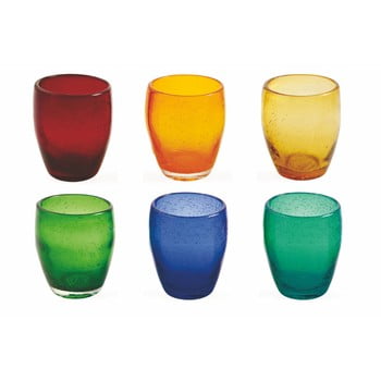 Set 6 pahare colorate din sticla suflata Villa d’Este Rainbow, 280 ml