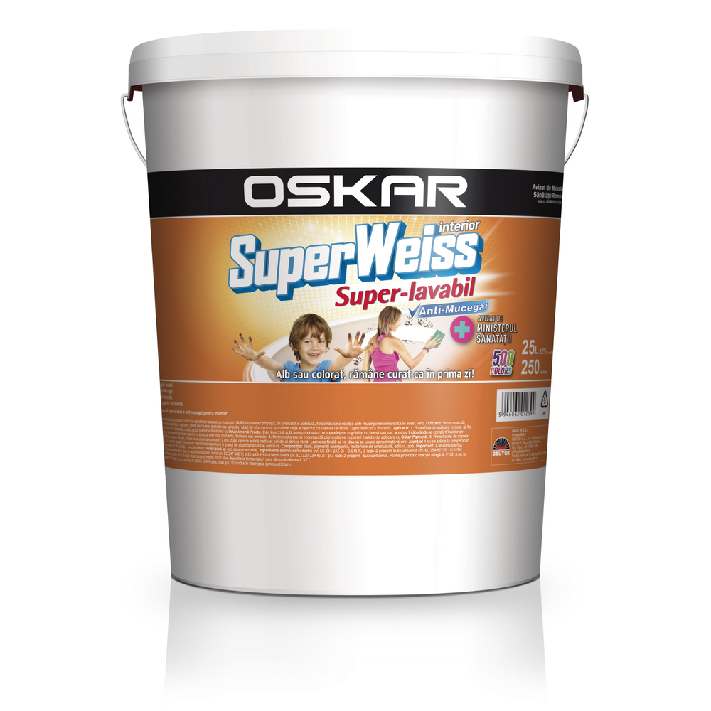 Vopsea lavabila interior Oskar Superweiss alb 25 L