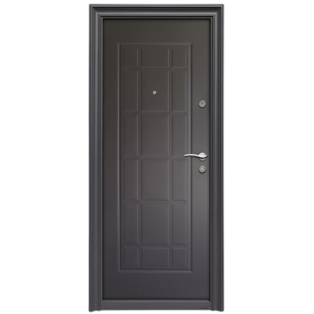 Usi de intrare apartament Usa metalica exterior Tracia Napoca, deschidere stanga, maro, 2050×880 mm