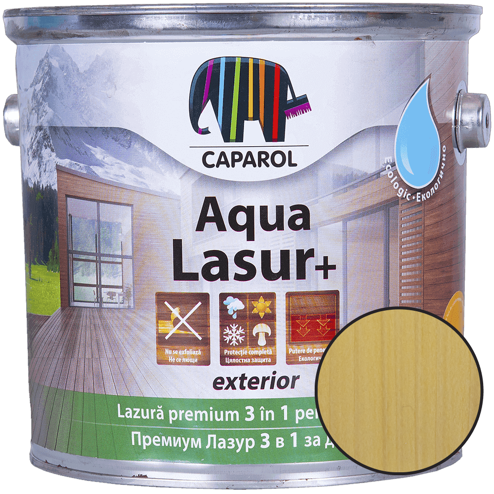 Baituri si lazuri Lazura pentru lemn de exterior Caparol Aqua Lasur +, natur, 2.5 l