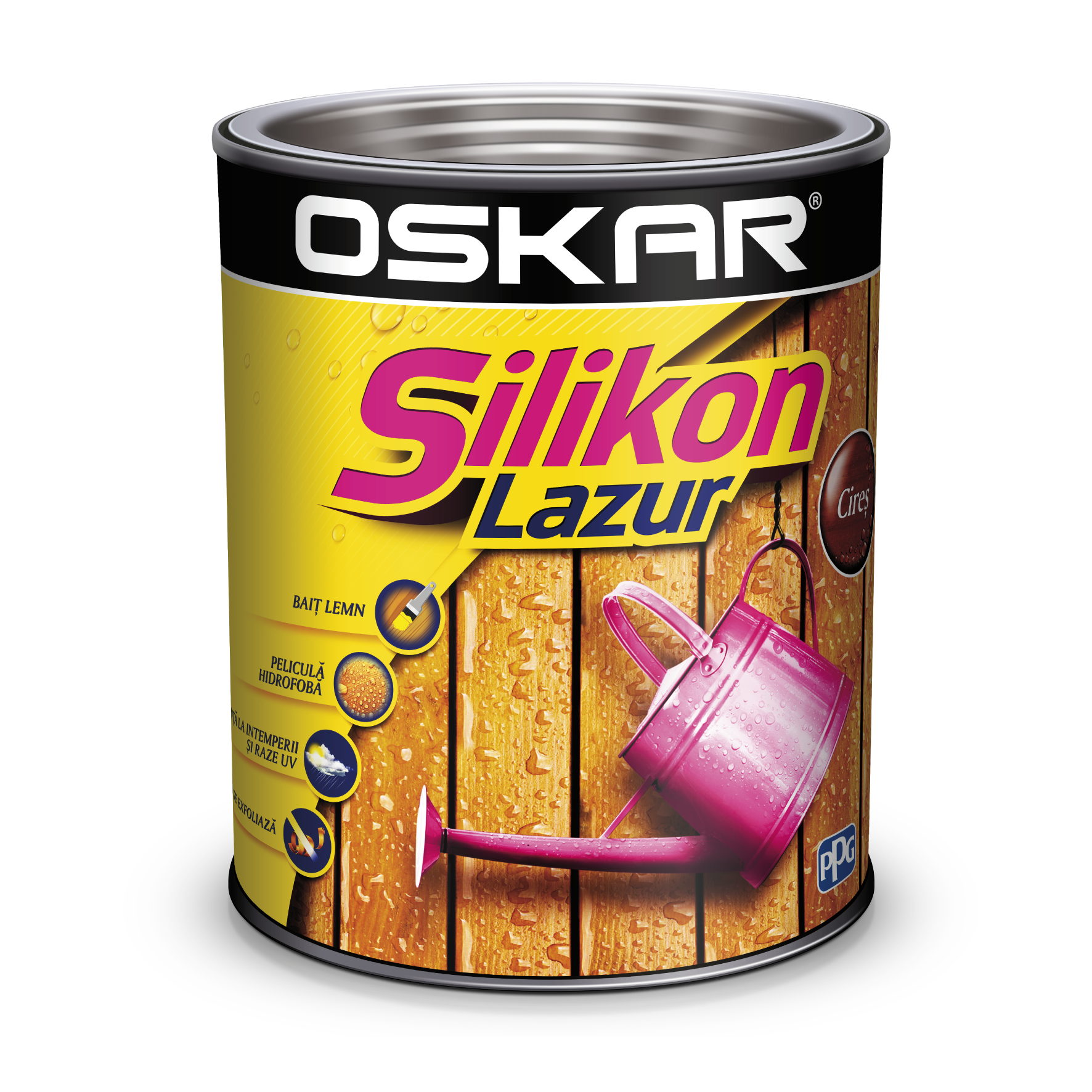 Baituri si lazuri Lazura lemn Oskar Silikon Lazur, cires, interior / exterior, 2,5 l