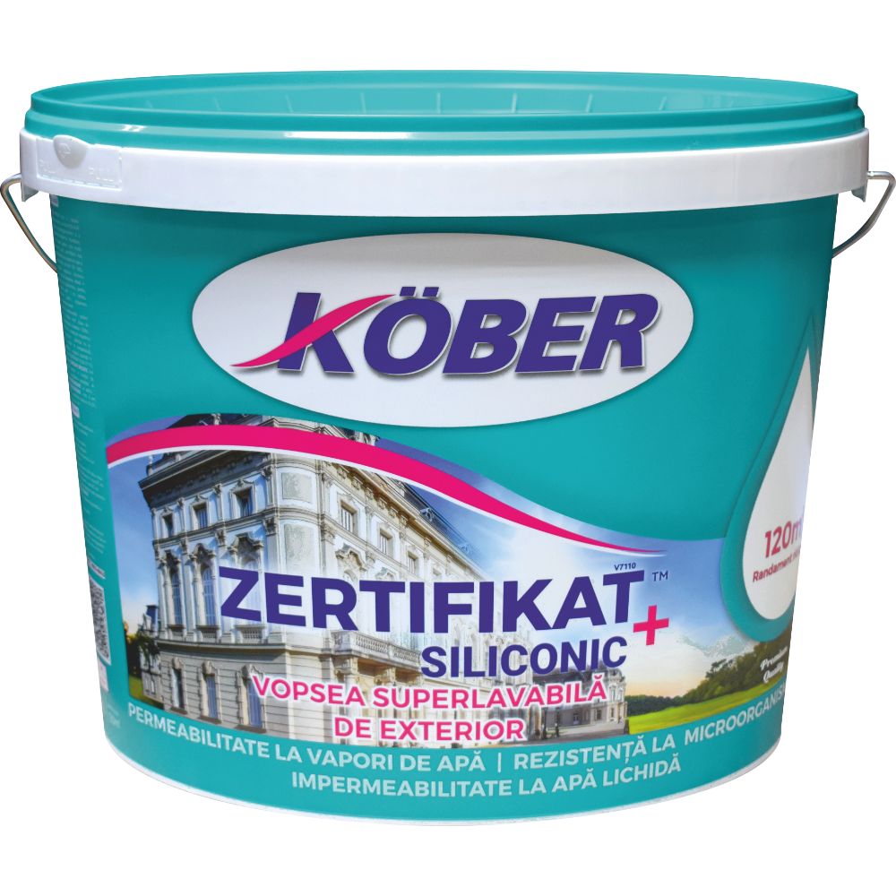 Vopsea superlavabila de exterior, Zertifikat Plus Siliconic, alba, 15 L