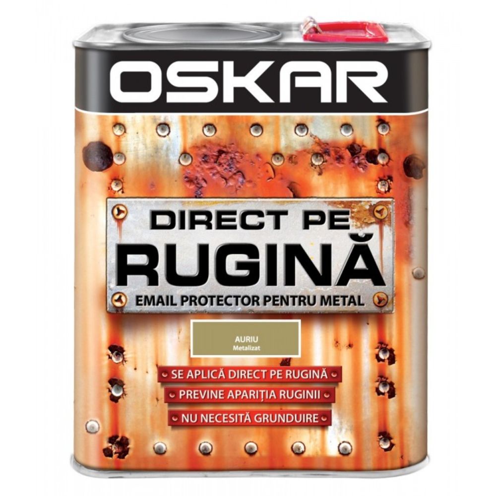 Vopsea Oskar Direct pe rugina, auriu metalizat, interior/exterior, 2,5 l