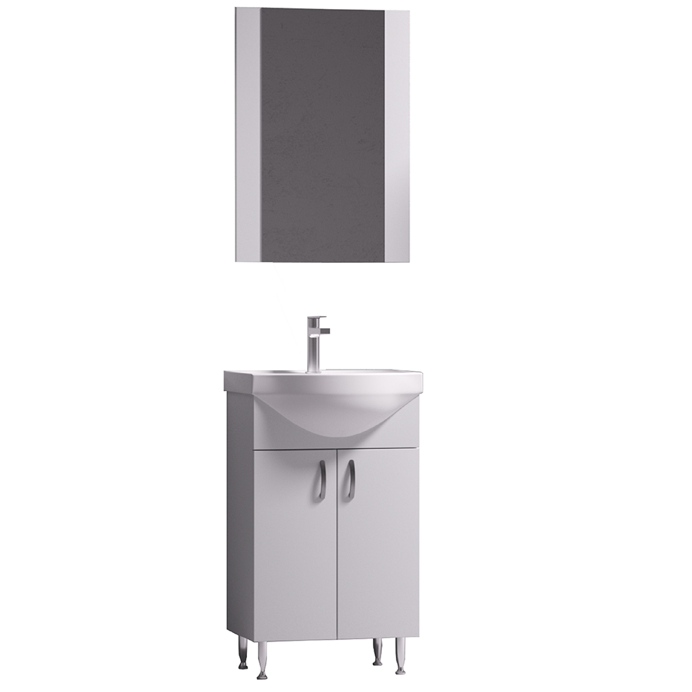 Seturi mobilier baie Set mobilier baie Badenmob Eco 51, masca + lavoar + oglinda, alb