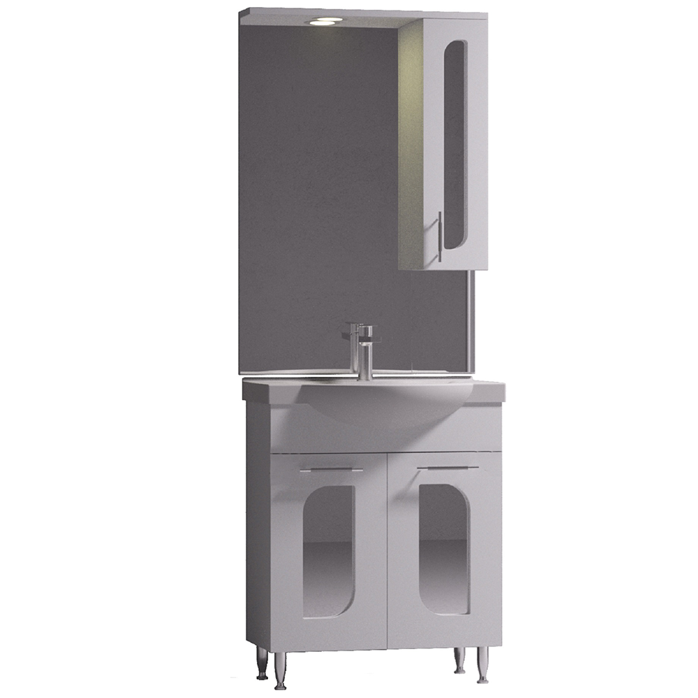 Seturi mobilier baie Set mobilier baie Badenmob Seria 110-65, masca + lavoar + oglinda, alb