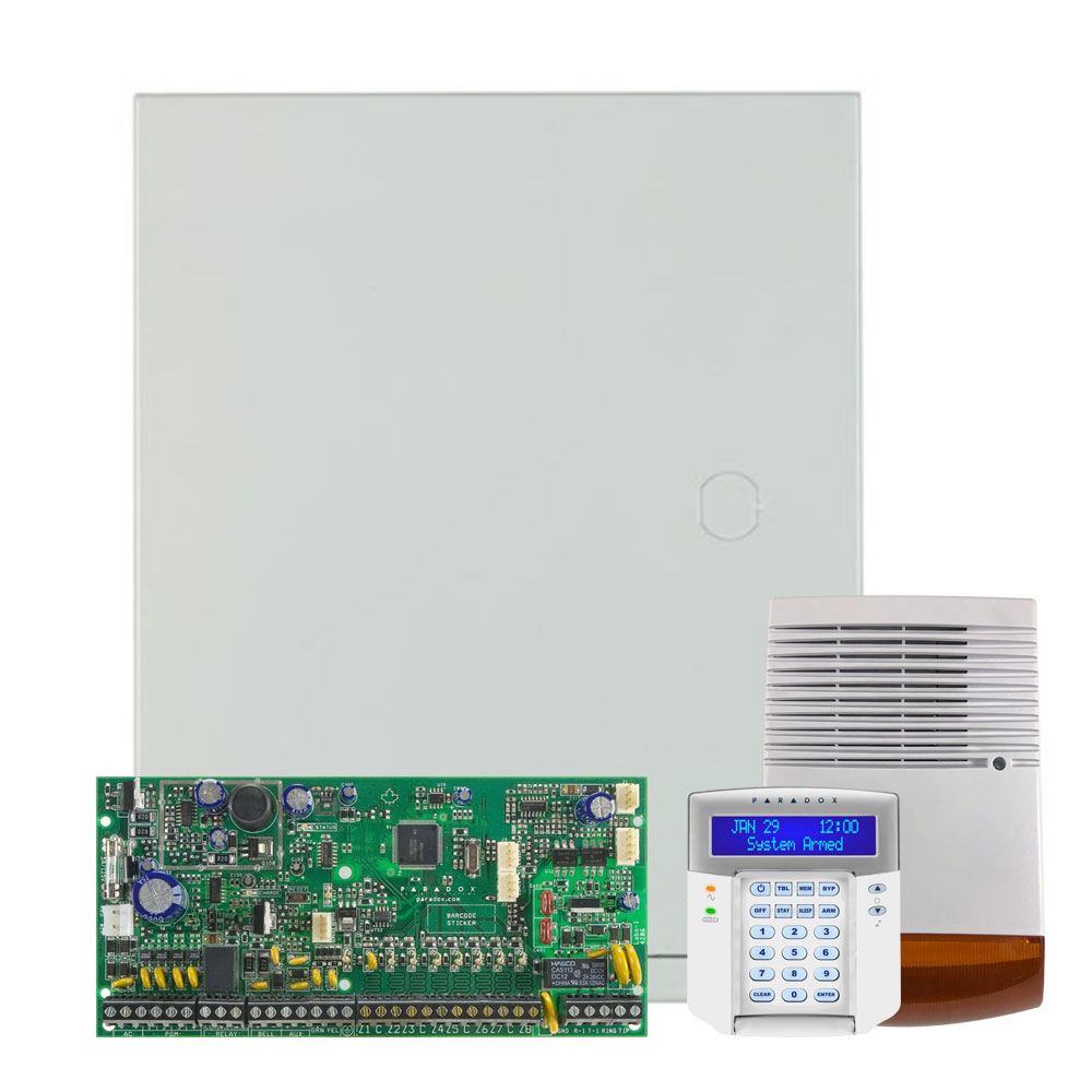 Sisteme alarma antiefractie Kit alarma antiefractie Paradox Spectra SP6000+K32LCD+SL-900B, 2 partitii, 8-32 zone, 32 utilizatori, cutie cu traf
