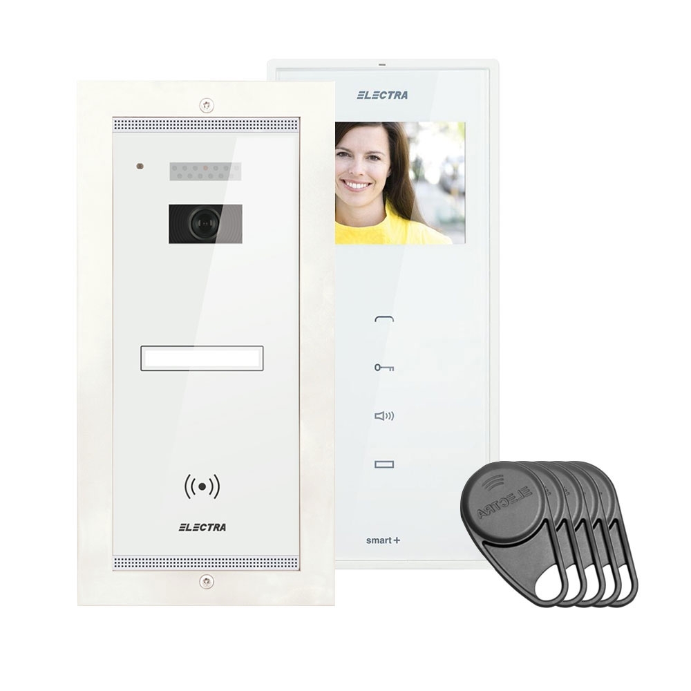Set videointerfoane Kit videointerfon Electra Touch Line Smart+ VKM.P1FR.T3S4.ELW04, 1 familie, ingropat, 3.5 inch