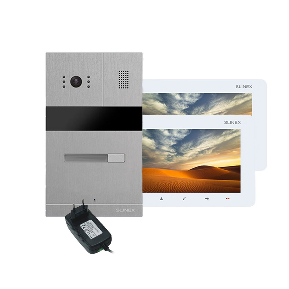 Set videointerfoane Kit videointerfon Slinex MA-01 IR-CUT+SM-07M-W+PA12/2A, 1 familie, ingropat, 7 inch