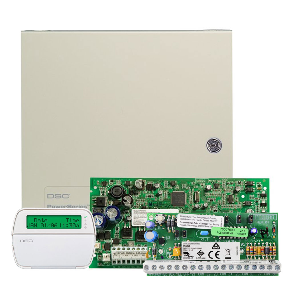 Sisteme alarma antiefractie Kit alarma antiefractie DSC PC 1616-E LCD, 2 partitii, 6-16 zone, 48 utilizatori