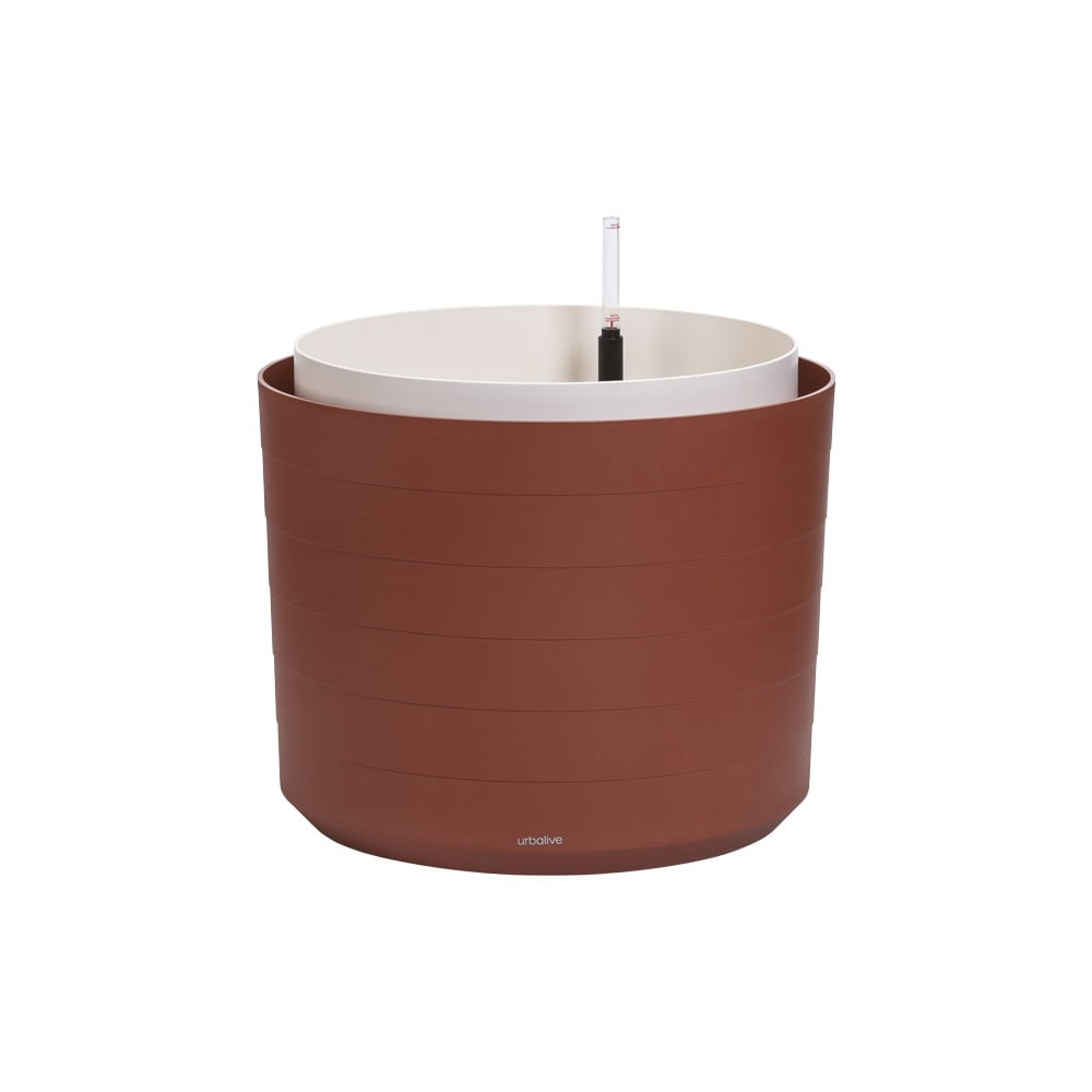 Ghiveci cu sistem de auto-irigare Plastia Berberis, ø 55 cm, maro – visiniu