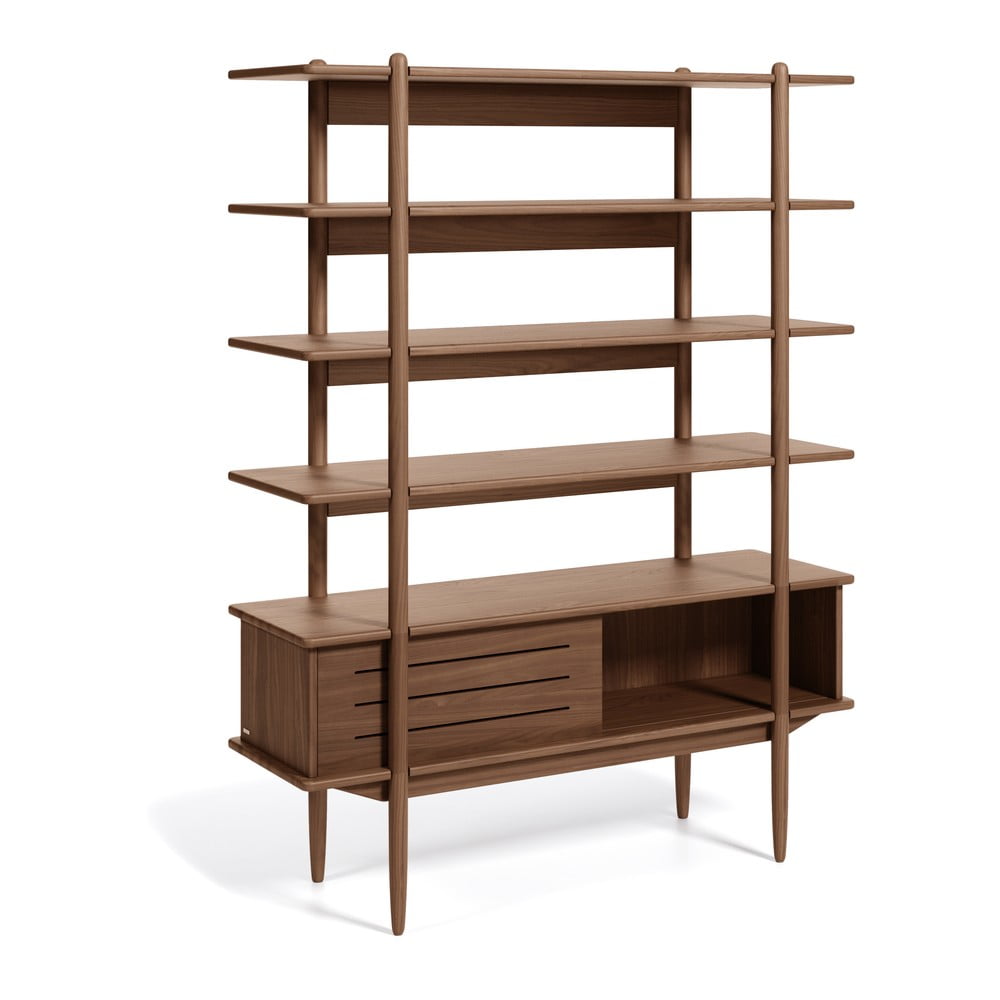 Biblioteca cu aspect de lemn de nuc Kave Home Carolin, 130 x 169 cm
