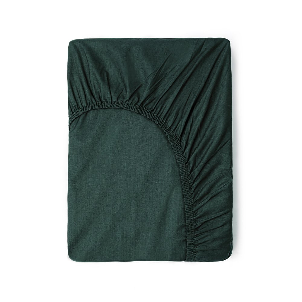Cearceafuri Cearsaf elastic din bumbac Good Morning, 180 x 200 cm, verde olive