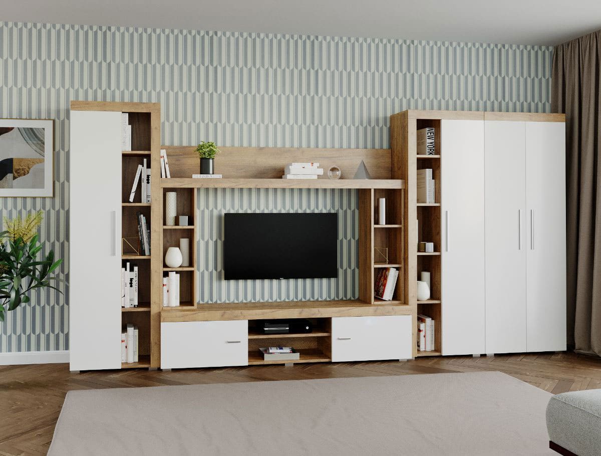 Set mobila living moderna Mobila sufragerie – Living Milan C3 UNO Stejar
