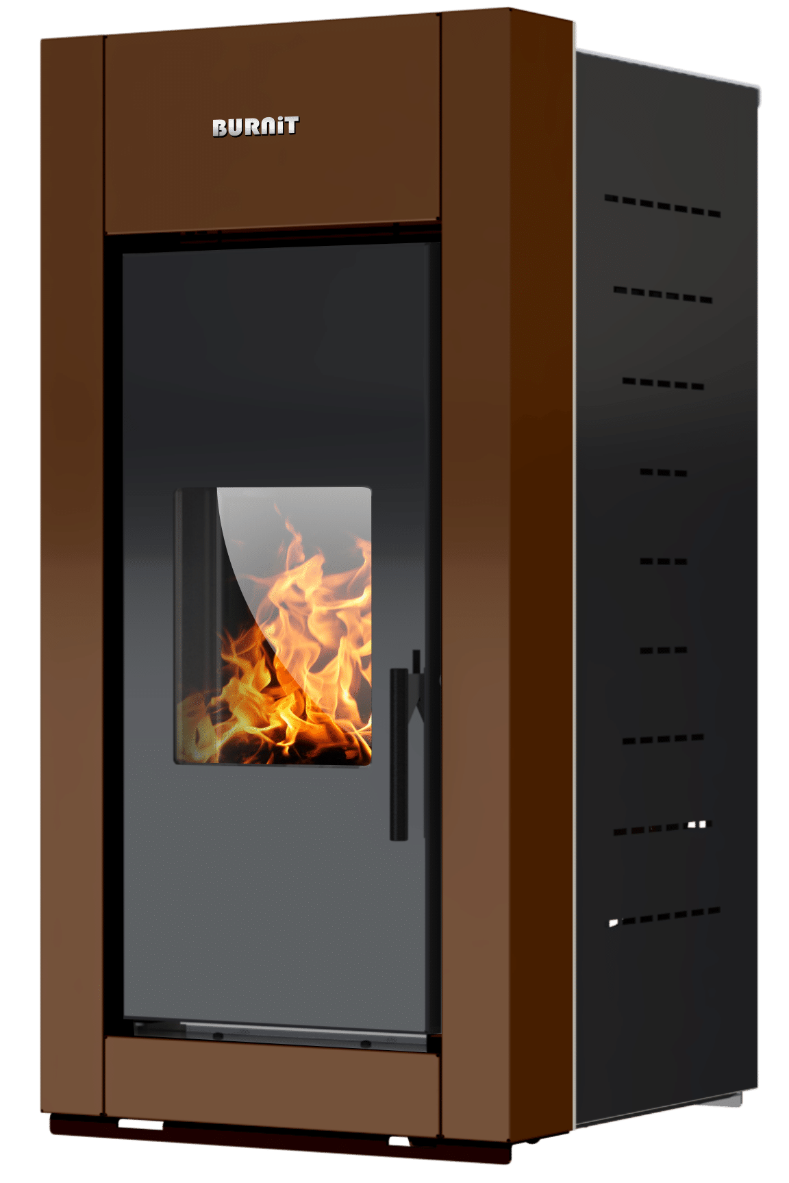Centrala termosemineu pe peleti Burnit Trend brown 20 kW, echipata cu pompa de circulatie, vas de expansiune, automatizare, suprafata pana la 130 metri patrati