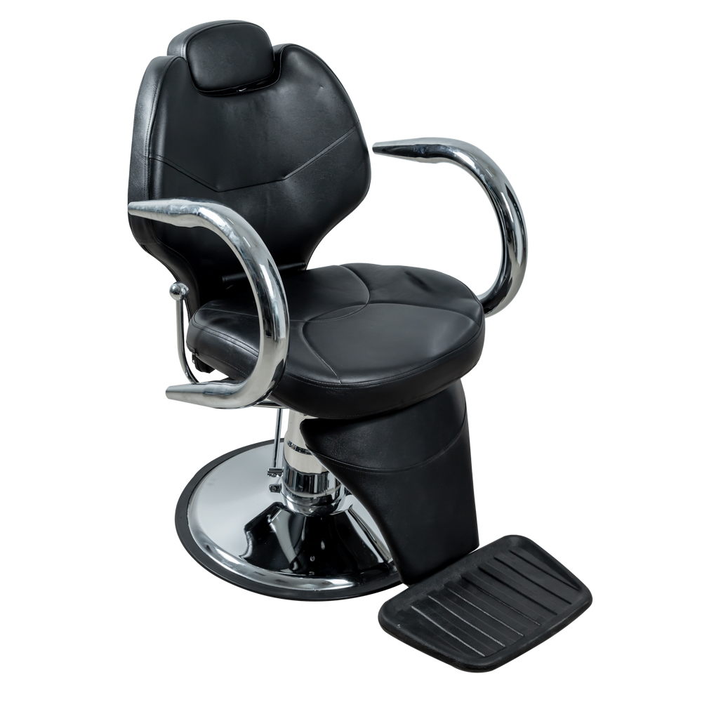 Scaun frizerie si coafor profesional, Lila Rossa, inaltime reglabila, din piele ecologica, negru