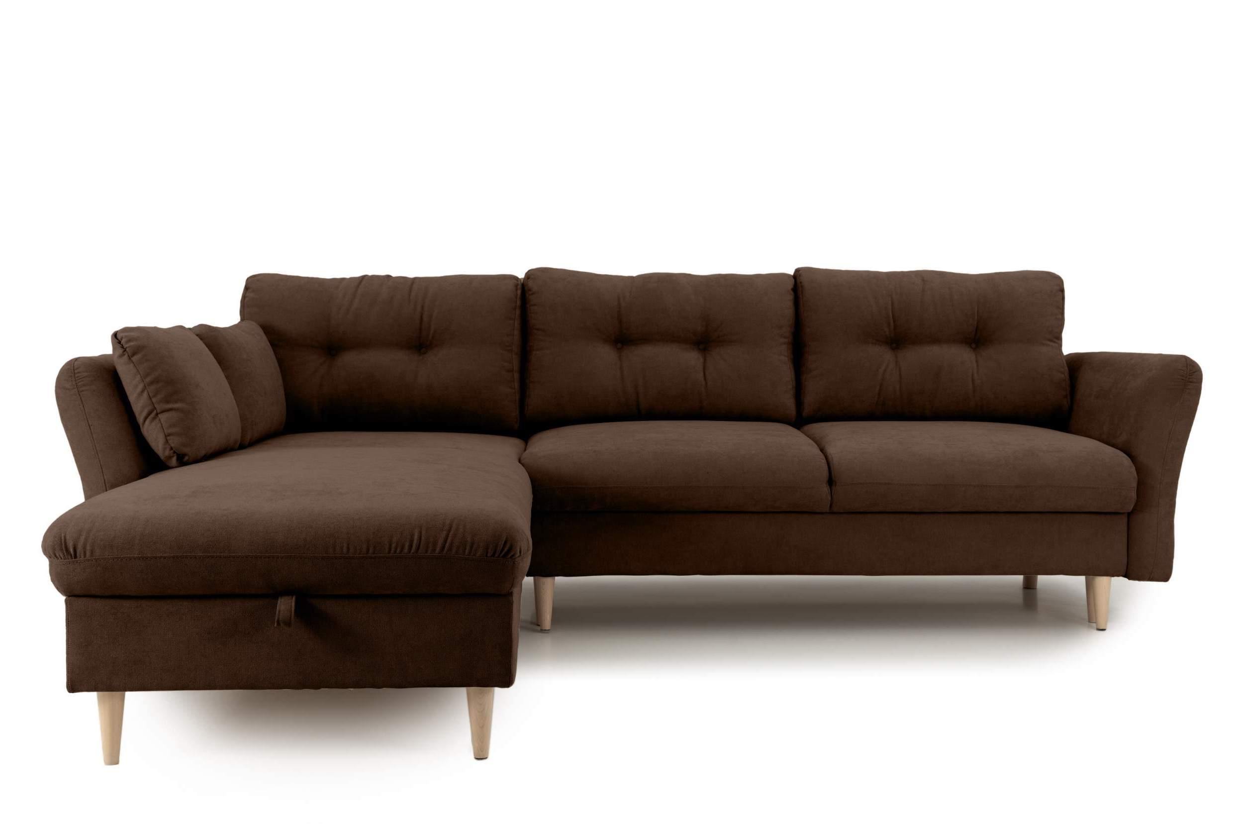 Colțar Extensibil STOCHOLM, cu ladă de depozitare, variante stânga/dreapta 270x210x90 cm – Stanga, Maro